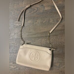 Tory Burch Light Pink Pebbled Leather Crossbody Bag
